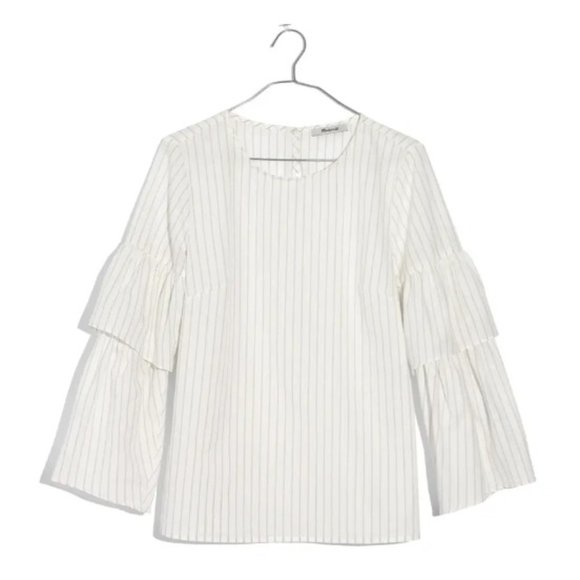 Madewell Striped Ruffle Sleeve Top - Picture 1 of 5
